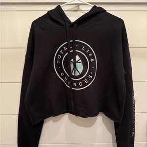 Total Life Changes, Black Cropped Hoodie with Logo, Women’s M